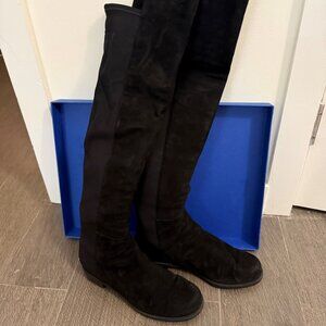 Excellent Condition Stuart Weitzman Black Suede 5050 Boots Size 7.5
